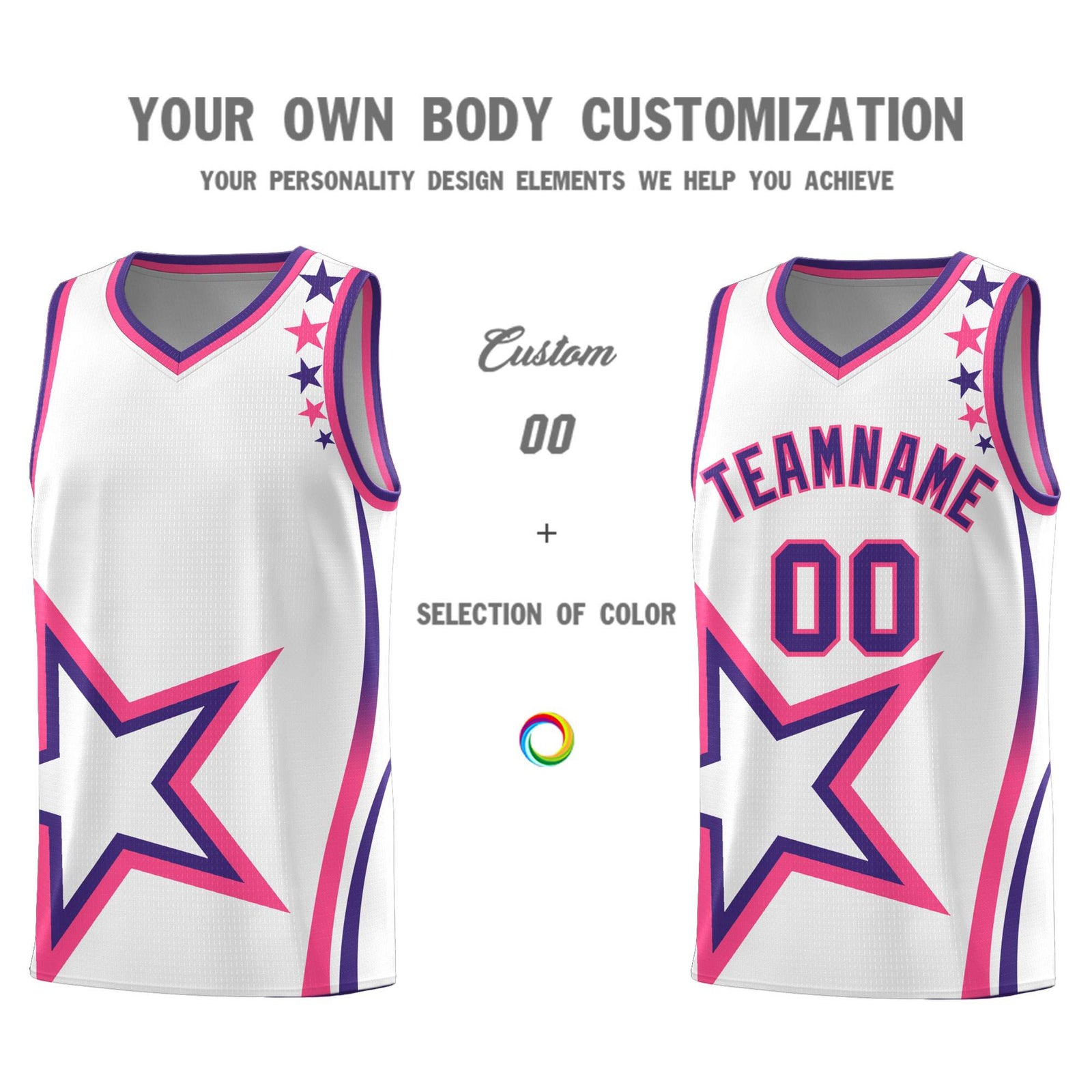 Custom White Shoulder Stars Graffiti Pattern Sets Basketball Jersey