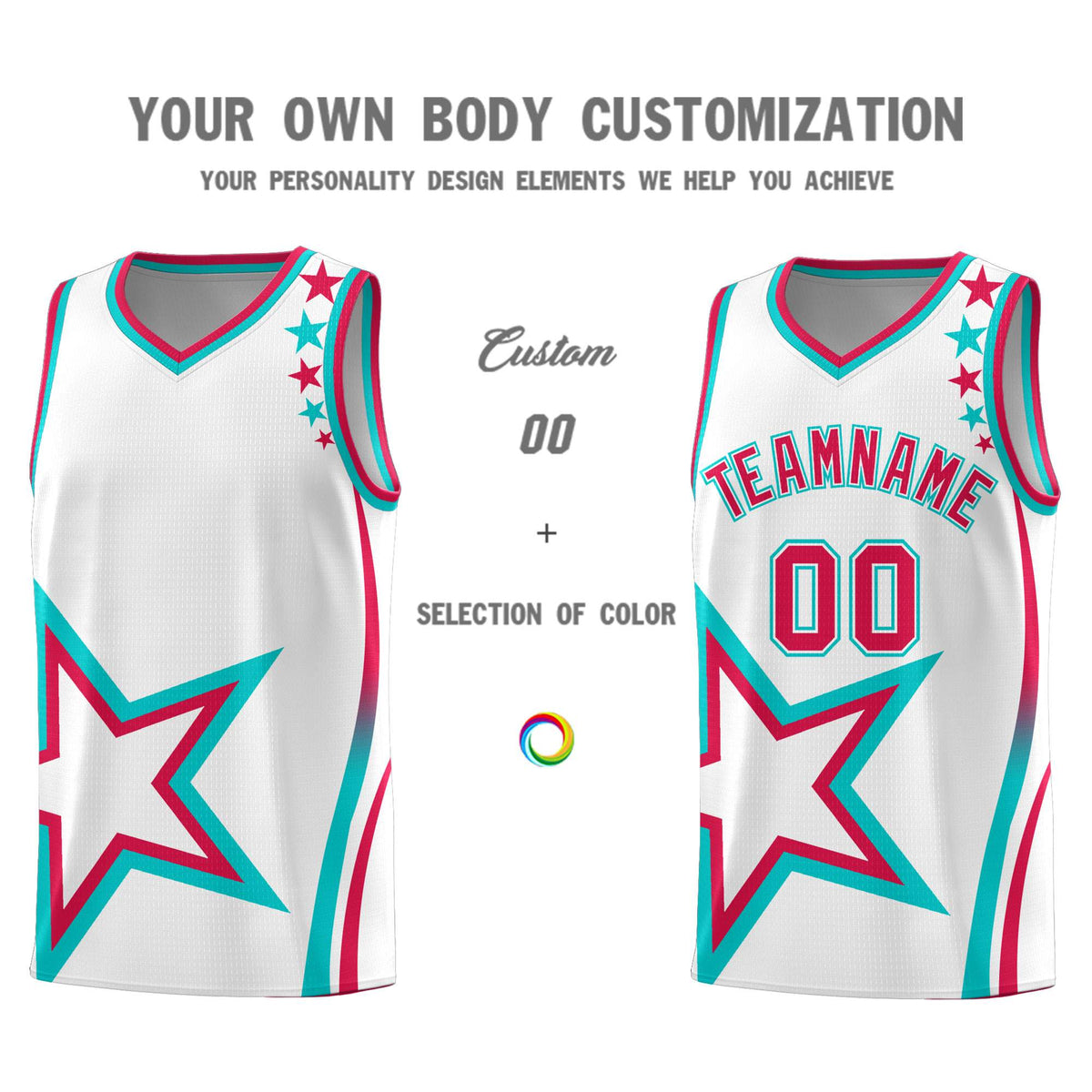 Custom White Shoulder Stars Graffiti Pattern Sets Basketball Jersey