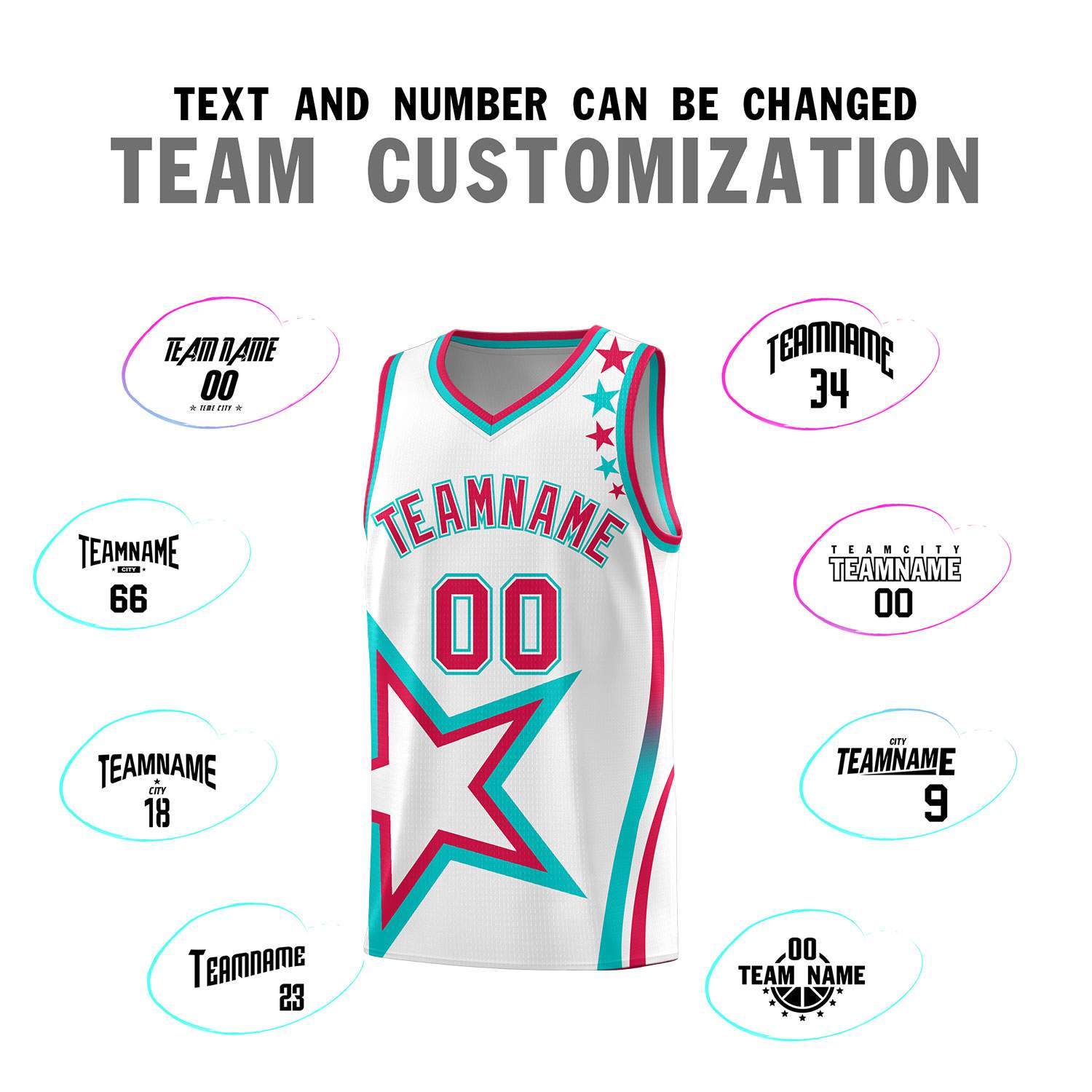 Custom White Shoulder Stars Graffiti Pattern Sets Basketball Jersey