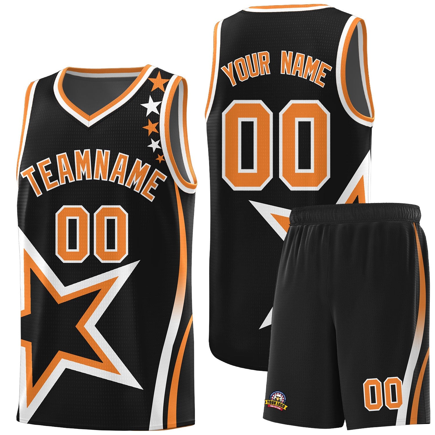 Custom Black Shoulder Stars Graffiti Pattern Sets Basketball Jersey