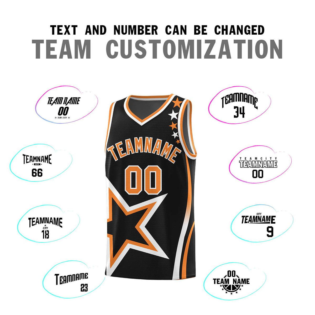 Custom Black Shoulder Stars Graffiti Pattern Sets Basketball Jersey