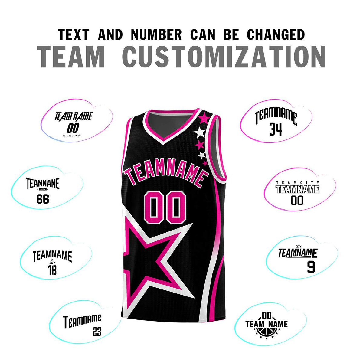Custom Black Shoulder Stars Graffiti Pattern Sets Basketball Jersey