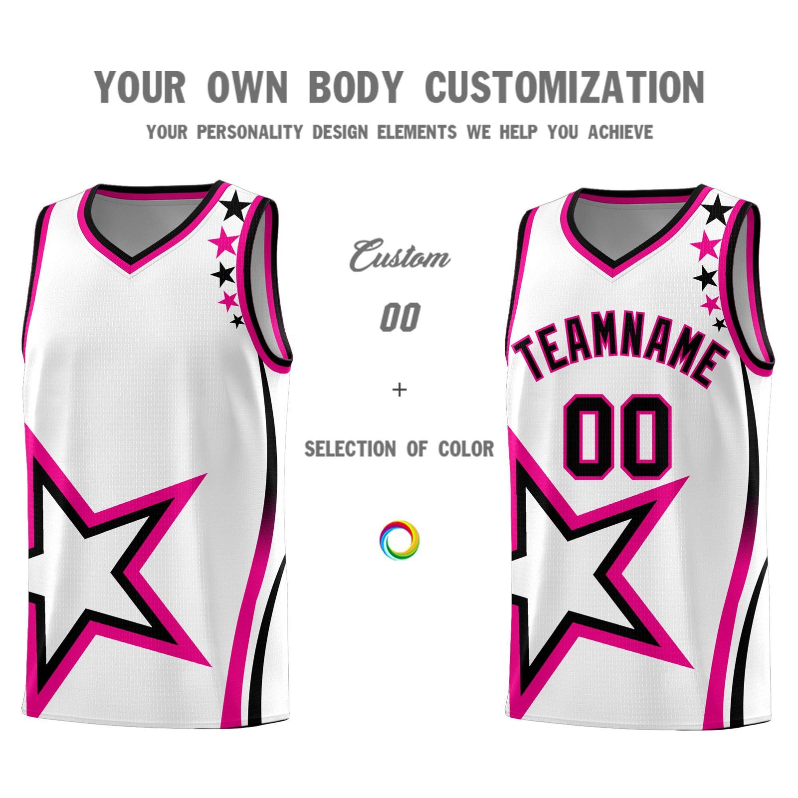 Custom White Shoulder Stars Graffiti Pattern Sets Basketball Jersey