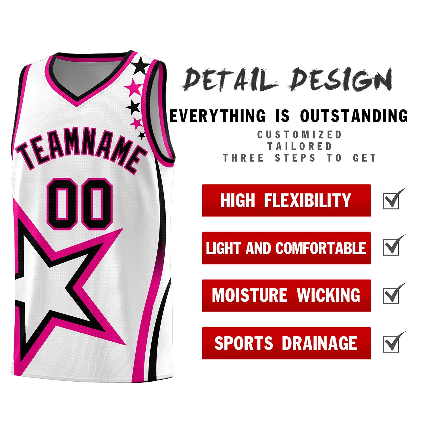 Custom White Shoulder Stars Graffiti Pattern Sets Basketball Jersey