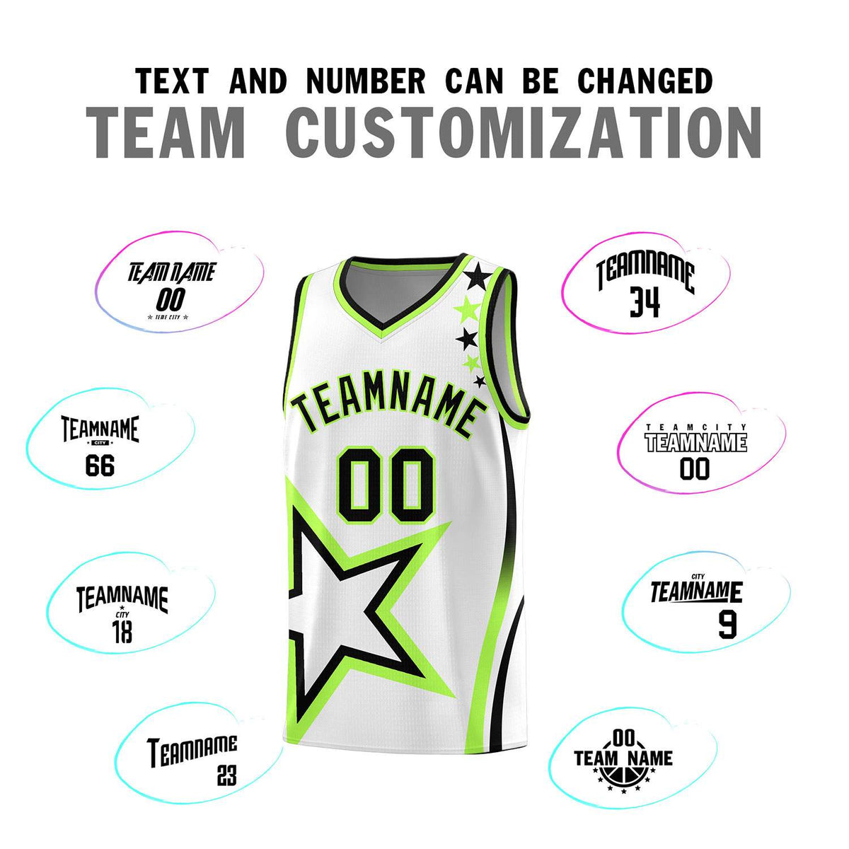 Custom White Shoulder Stars Graffiti Pattern Sets Basketball Jersey