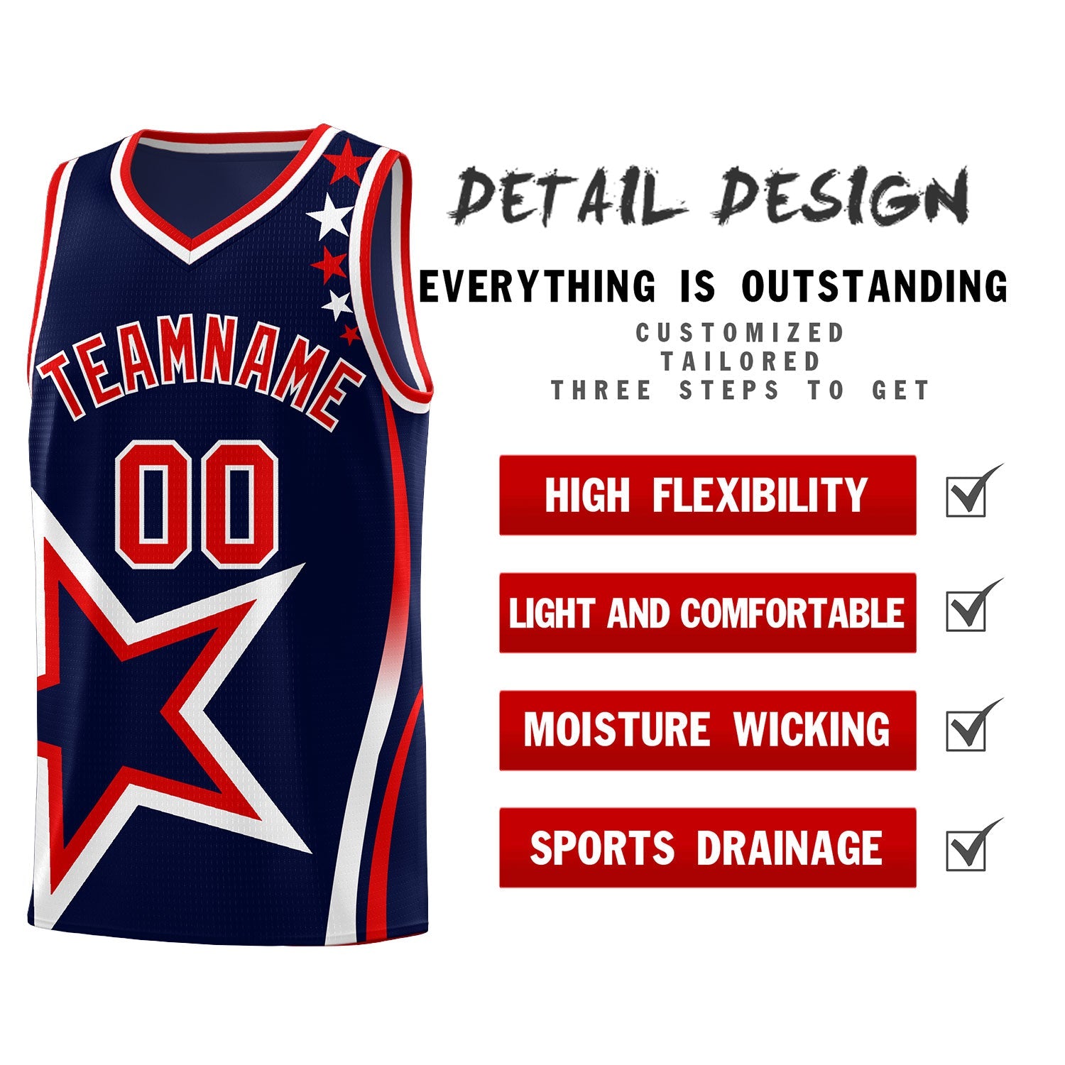Custom Navy Shoulder Stars Graffiti Pattern Sets Basketball Jersey