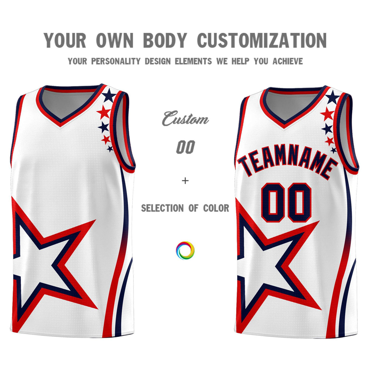 Custom White Shoulder Stars Graffiti Pattern Sets Basketball Jersey