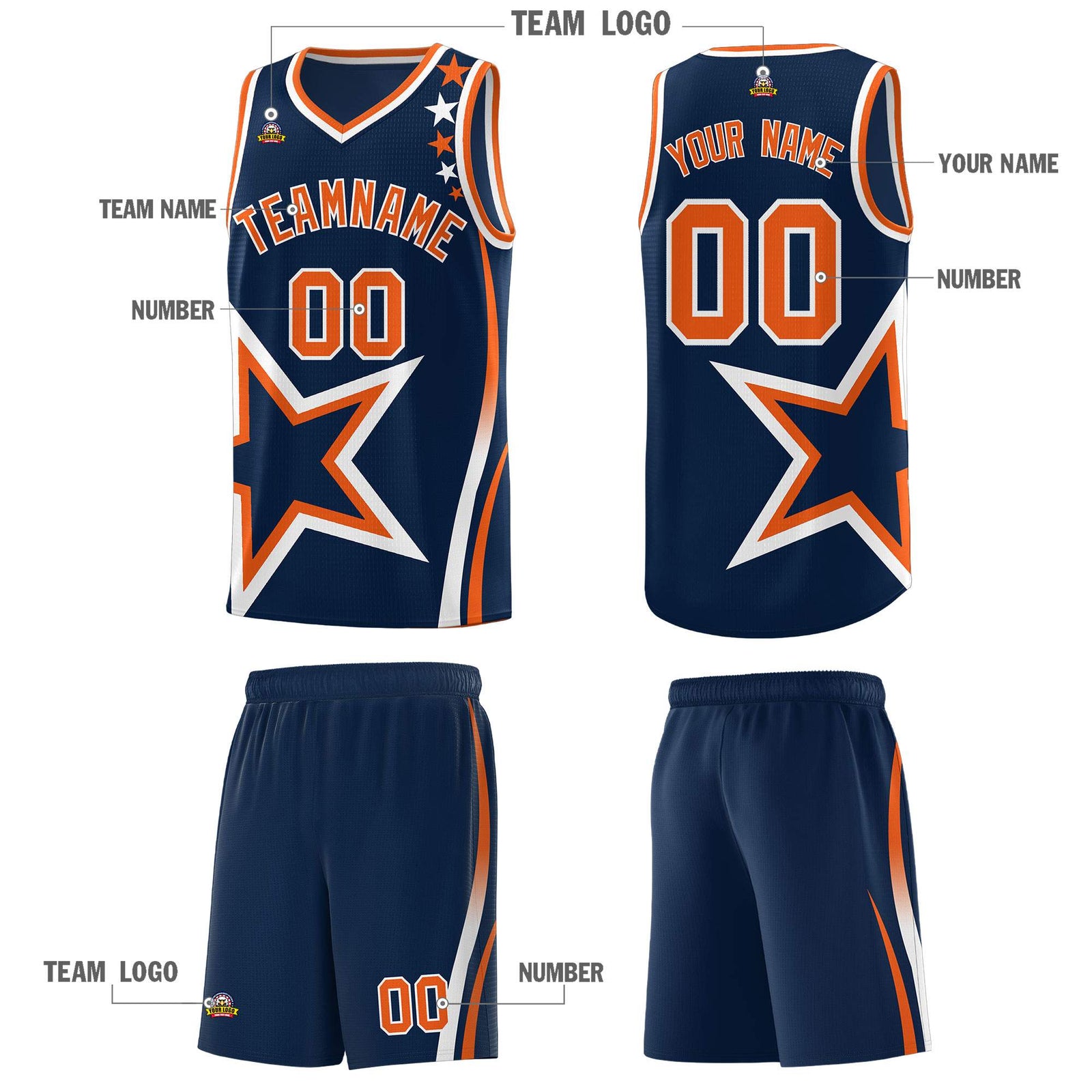 Custom Navy Shoulder Stars Graffiti Pattern Sets Basketball Jersey