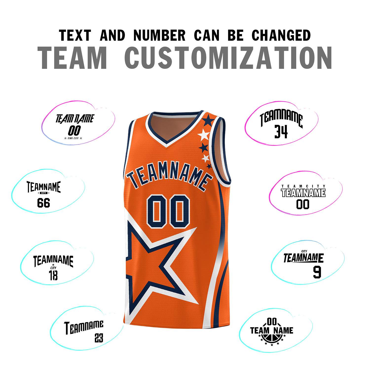 Custom Gold Orange Shoulder Stars Graffiti Pattern Sets Basketball Jersey