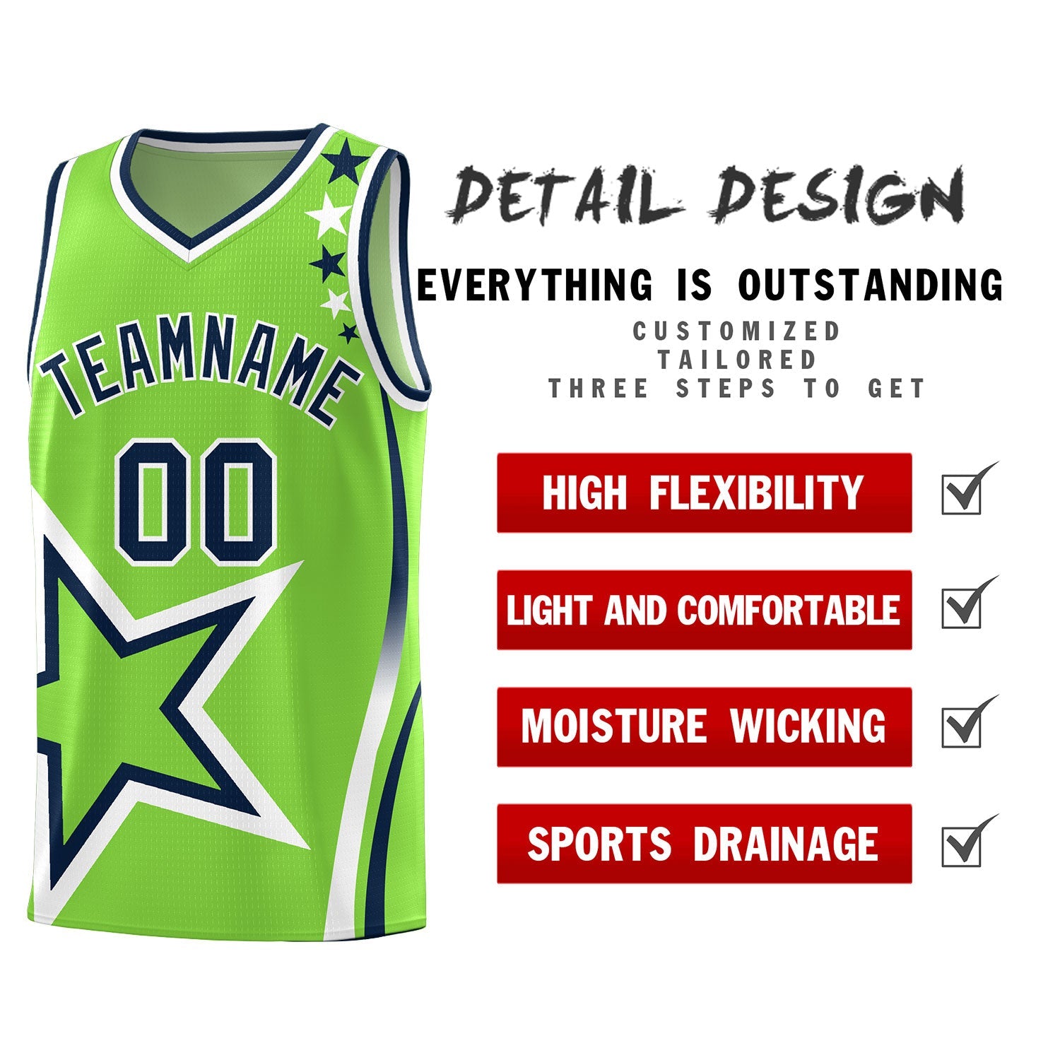 Custom Neon Green Shoulder Stars Graffiti Pattern Sets Basketball Jersey