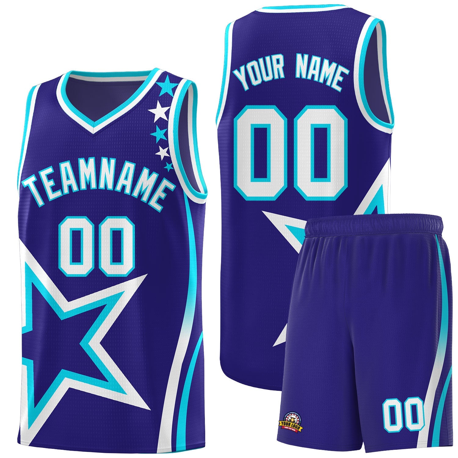 Custom Navy Shoulder Stars Graffiti Pattern Sets Basketball Jersey