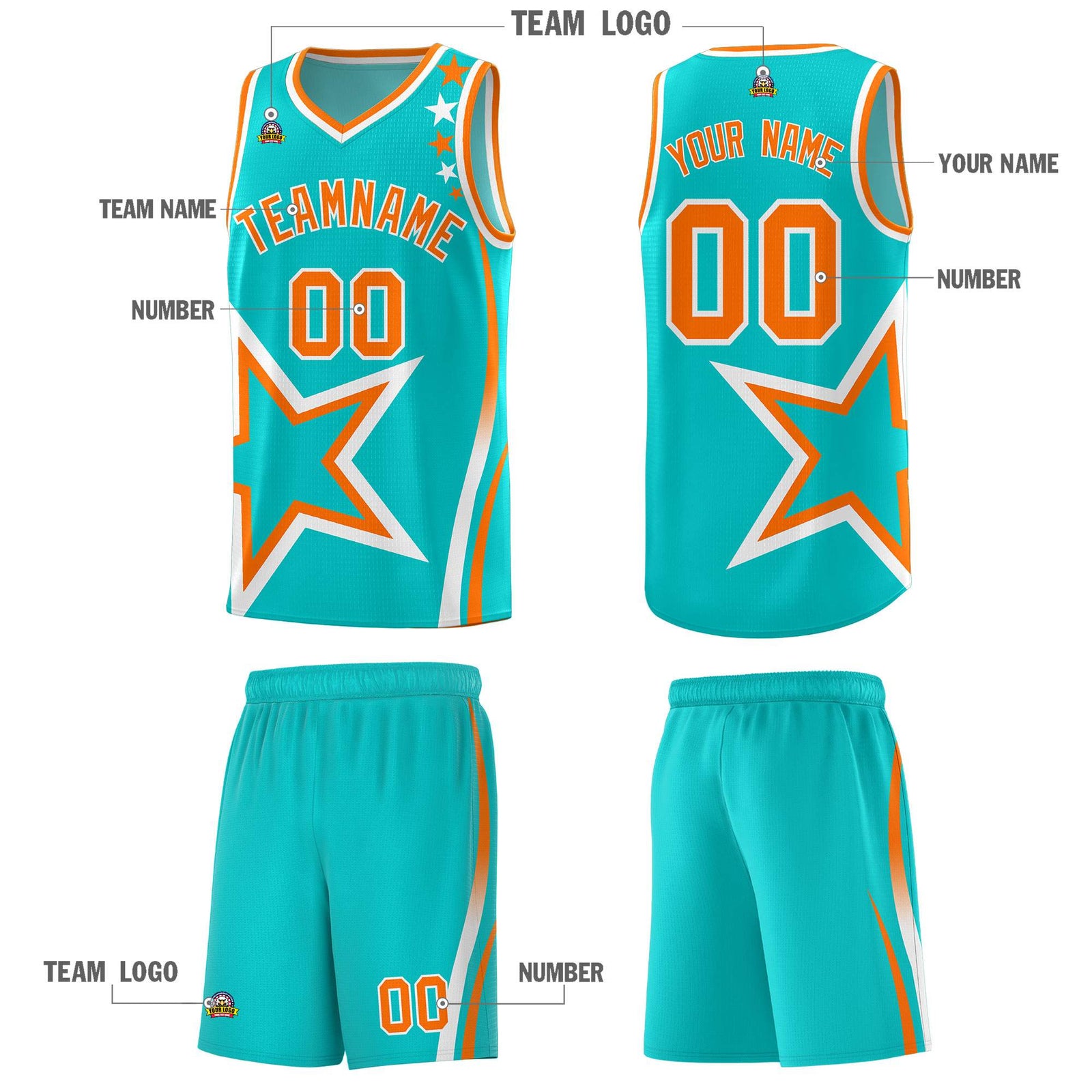 Custom Aqua Shoulder Stars Graffiti Pattern Sets Basketball Jersey