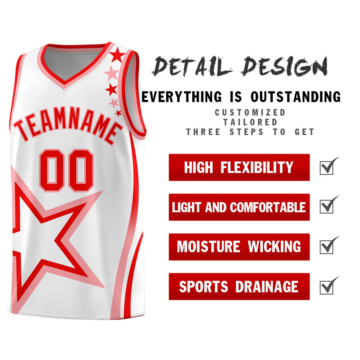 Custom White Shoulder Stars Graffiti Pattern Sets Basketball Jersey