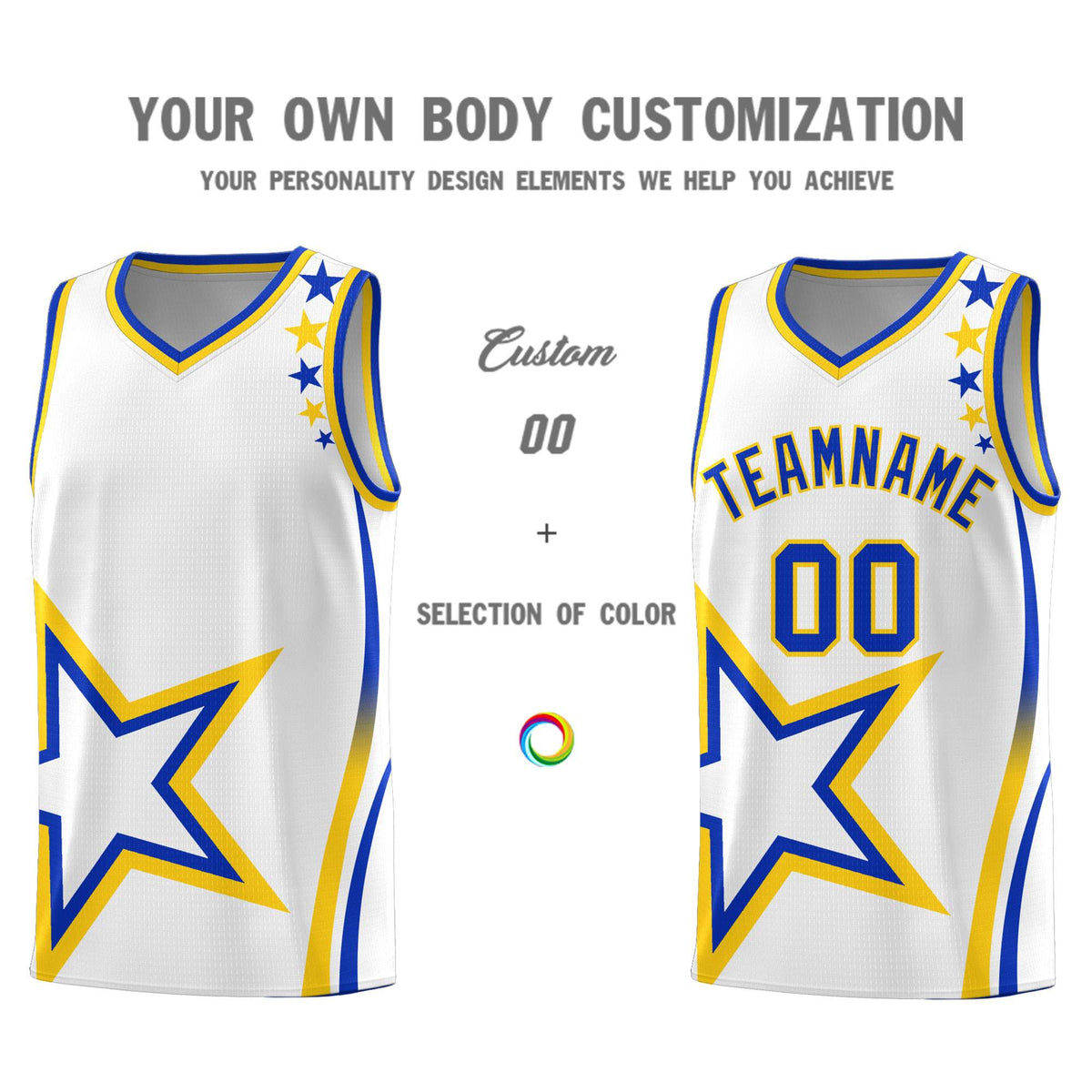 Custom White Shoulder Stars Graffiti Pattern Sets Basketball Jersey