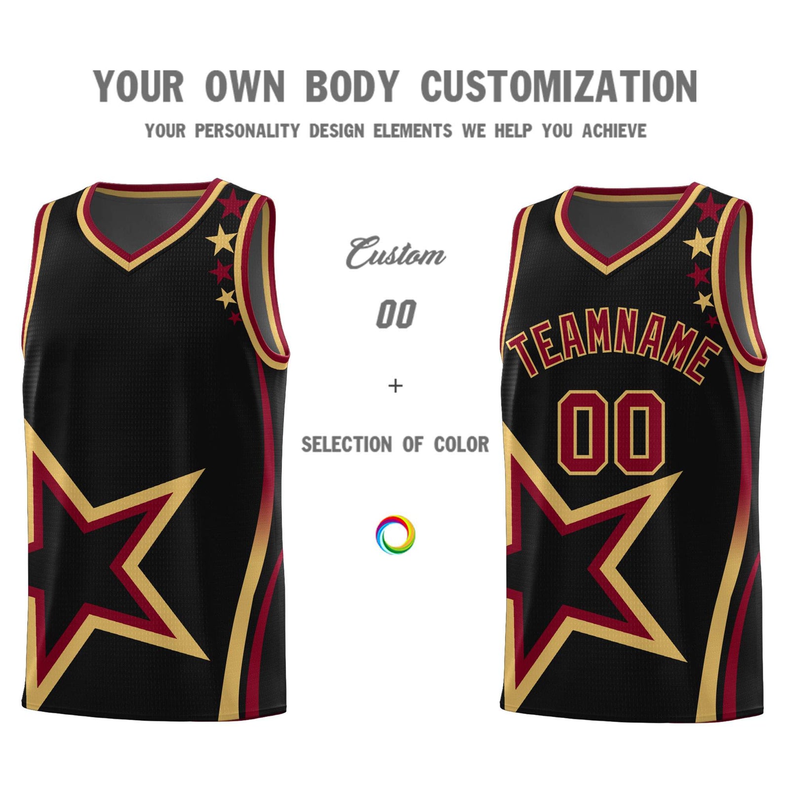 Custom Black Shoulder Stars Graffiti Pattern Sets Basketball Jersey
