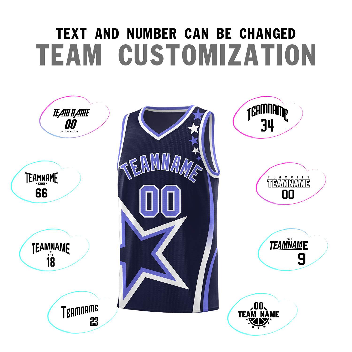 Custom Navy Shoulder Stars Graffiti Pattern Sets Basketball Jersey