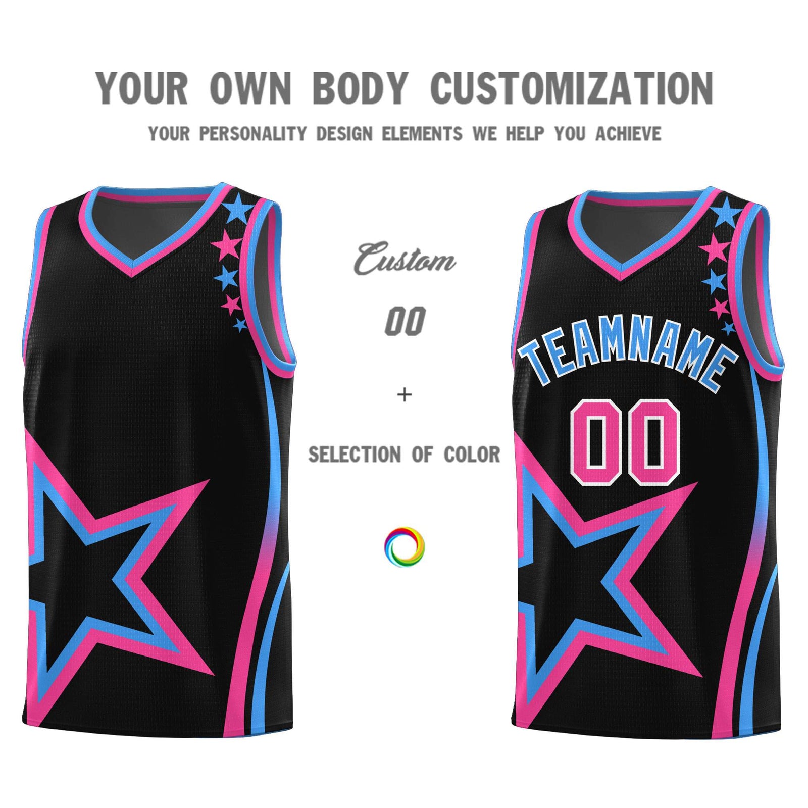 Custom Black Shoulder Stars Graffiti Pattern Sets Basketball Jersey