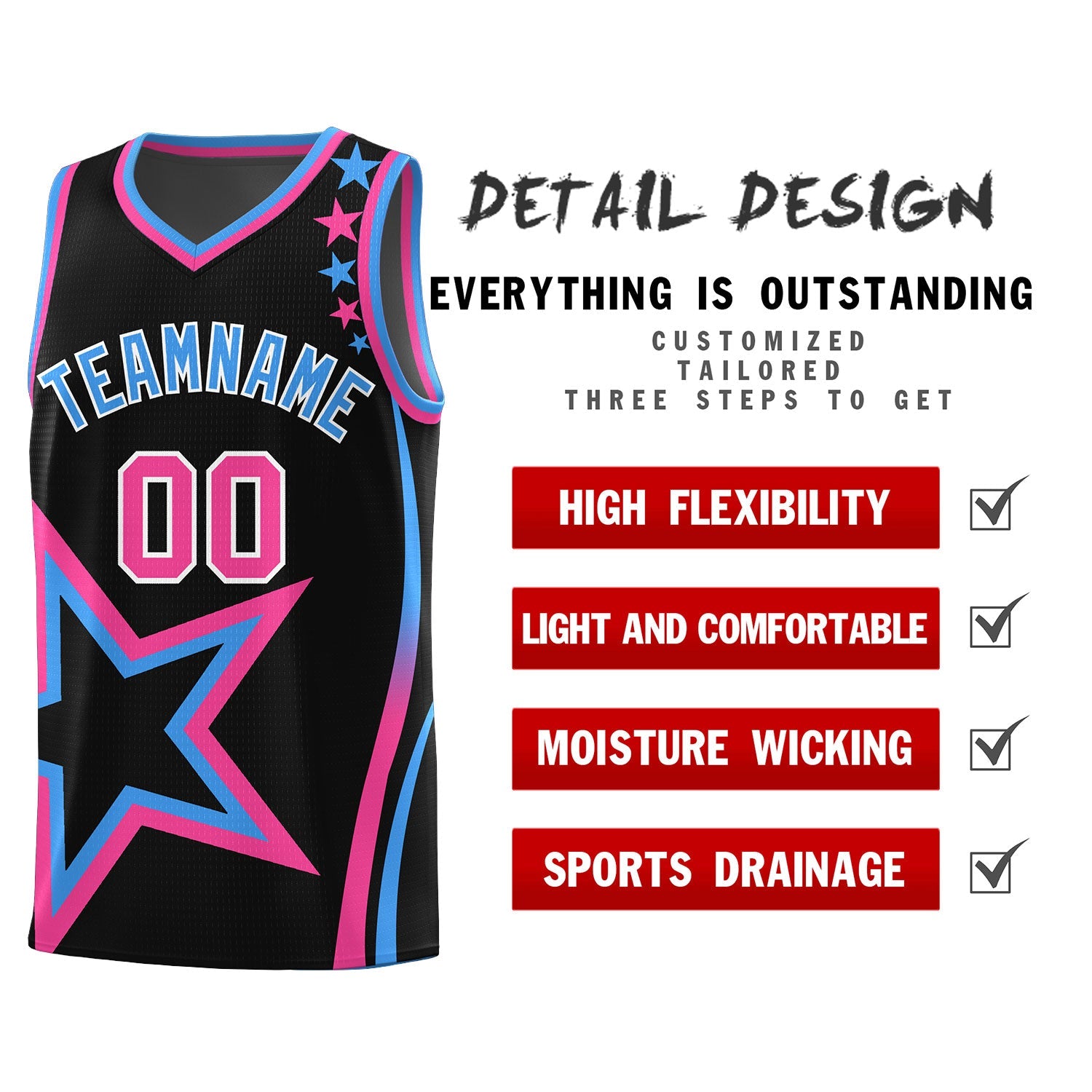 Custom Black Shoulder Stars Graffiti Pattern Sets Basketball Jersey