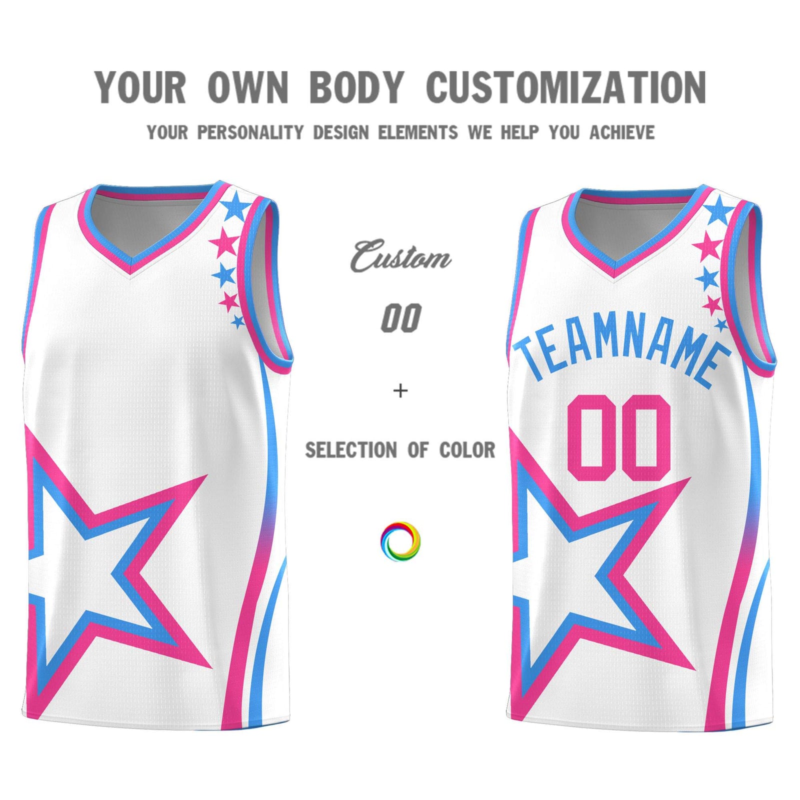 Custom White Shoulder Stars Graffiti Pattern Sets Basketball Jersey