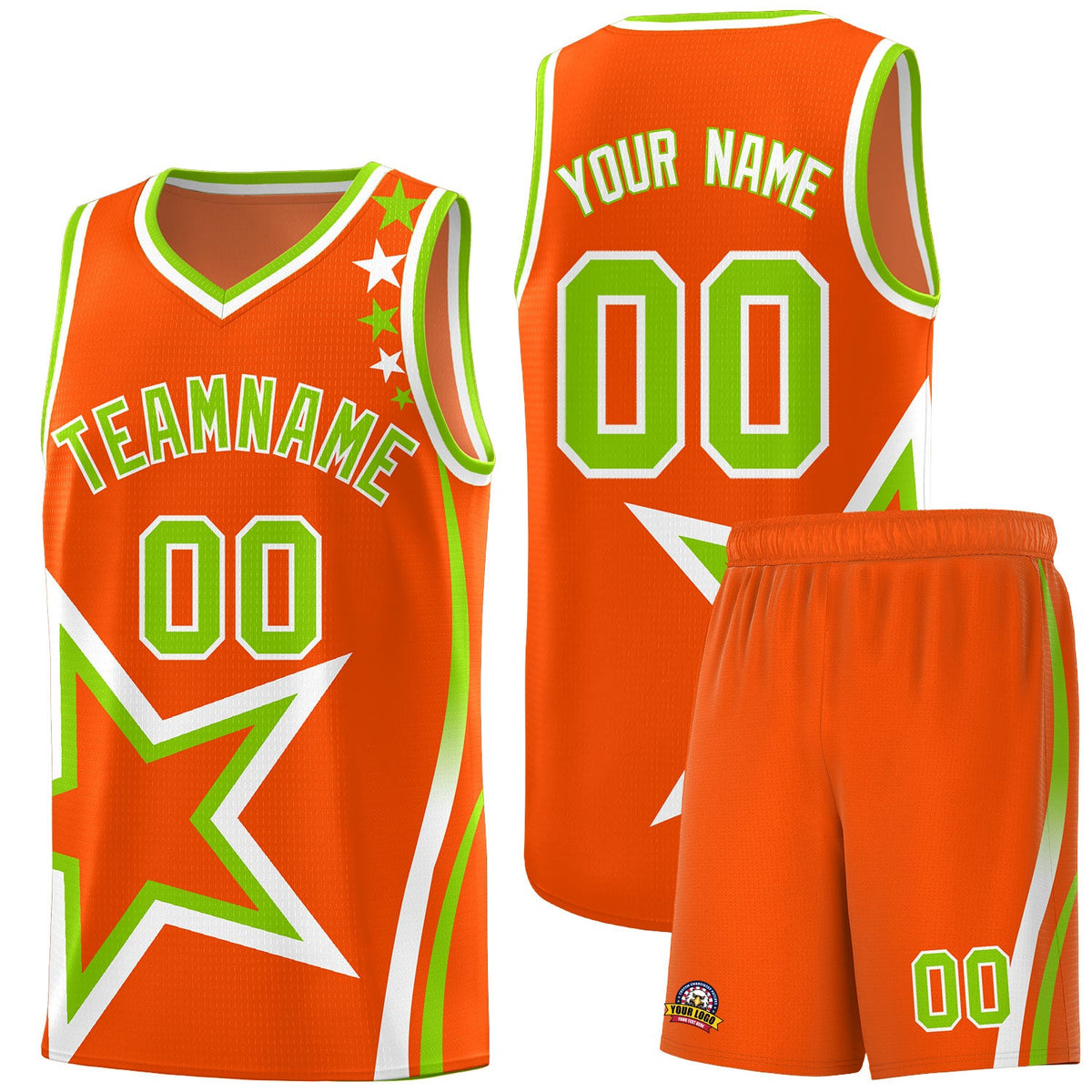 Custom Orange Shoulder Stars Graffiti Pattern Sets Basketball Jersey