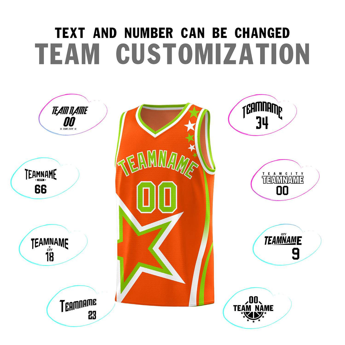 Custom Orange Shoulder Stars Graffiti Pattern Sets Basketball Jersey