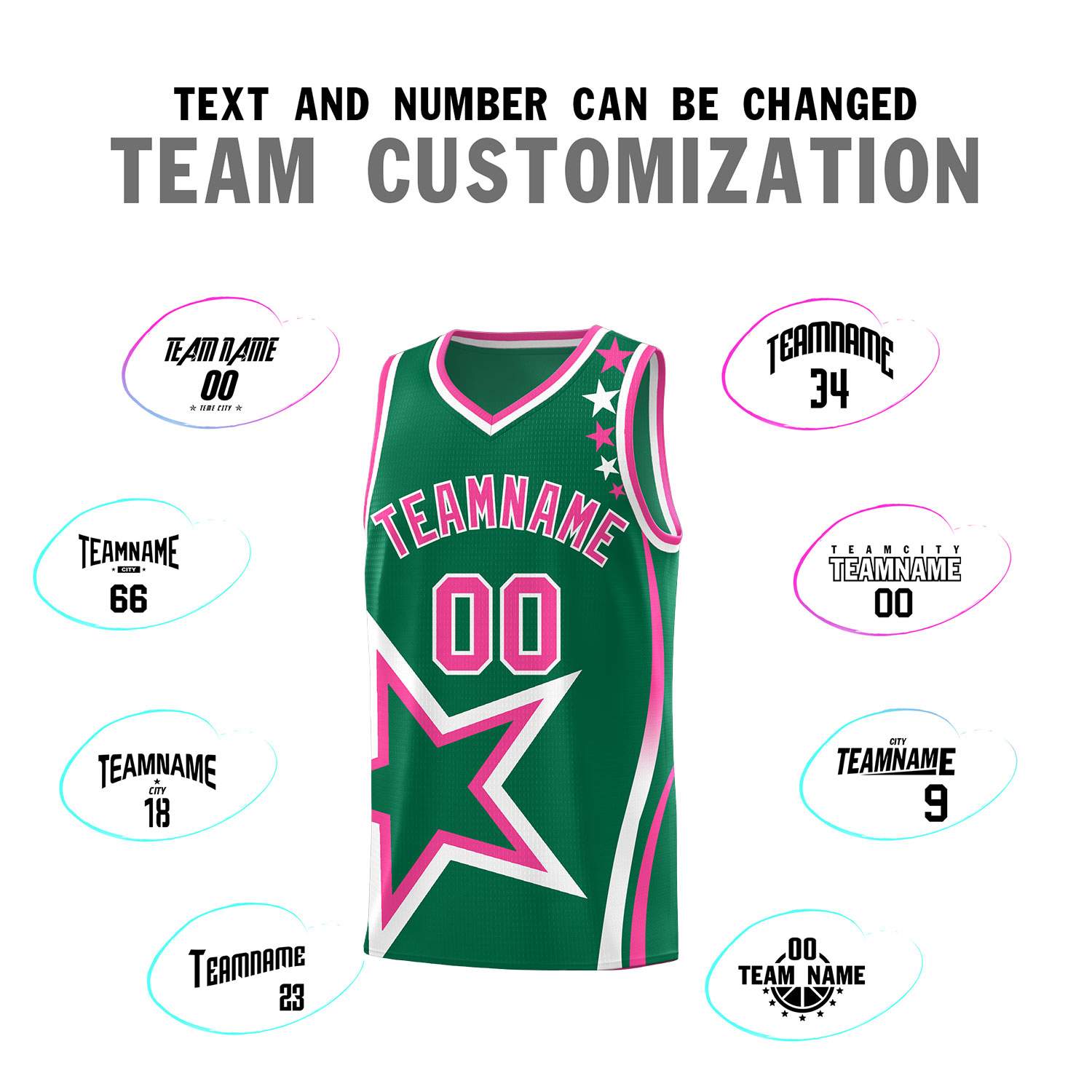 Custom Kelly Green Shoulder Stars Graffiti Pattern Sets Basketball Jersey