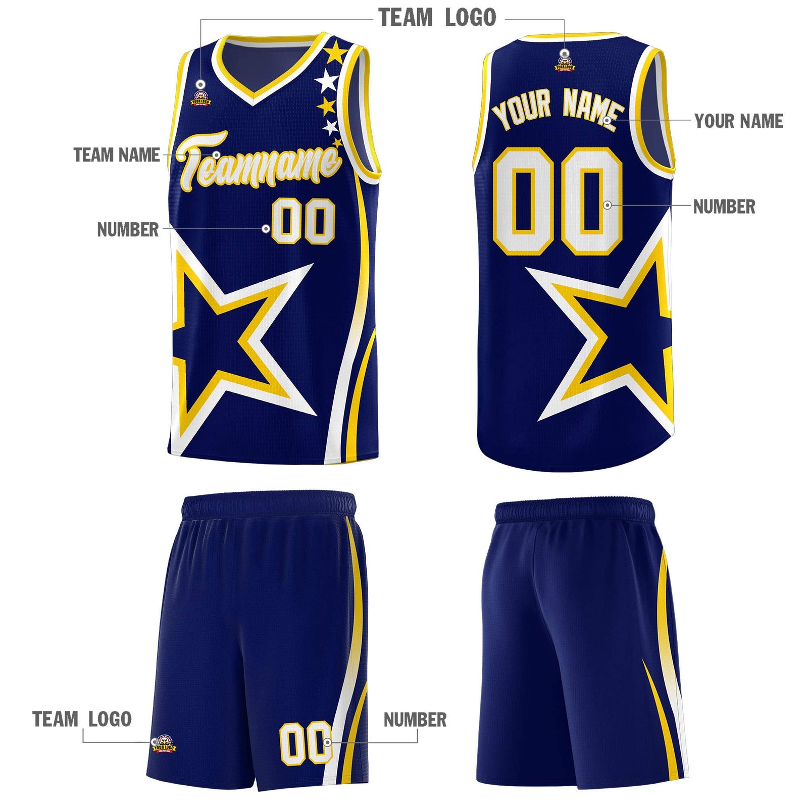 Custom Navy Shoulder Stars Graffiti Pattern Sets Basketball Jersey