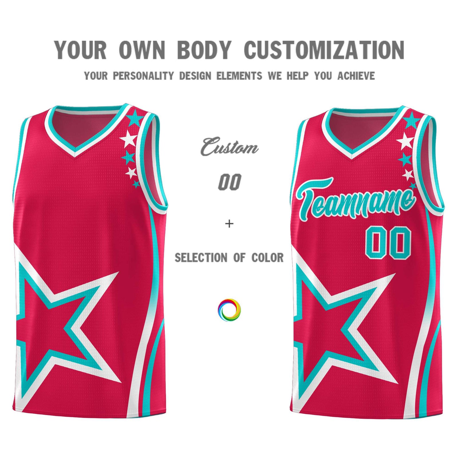 Custom Red Shoulder Stars Graffiti Pattern Sets Basketball Jersey