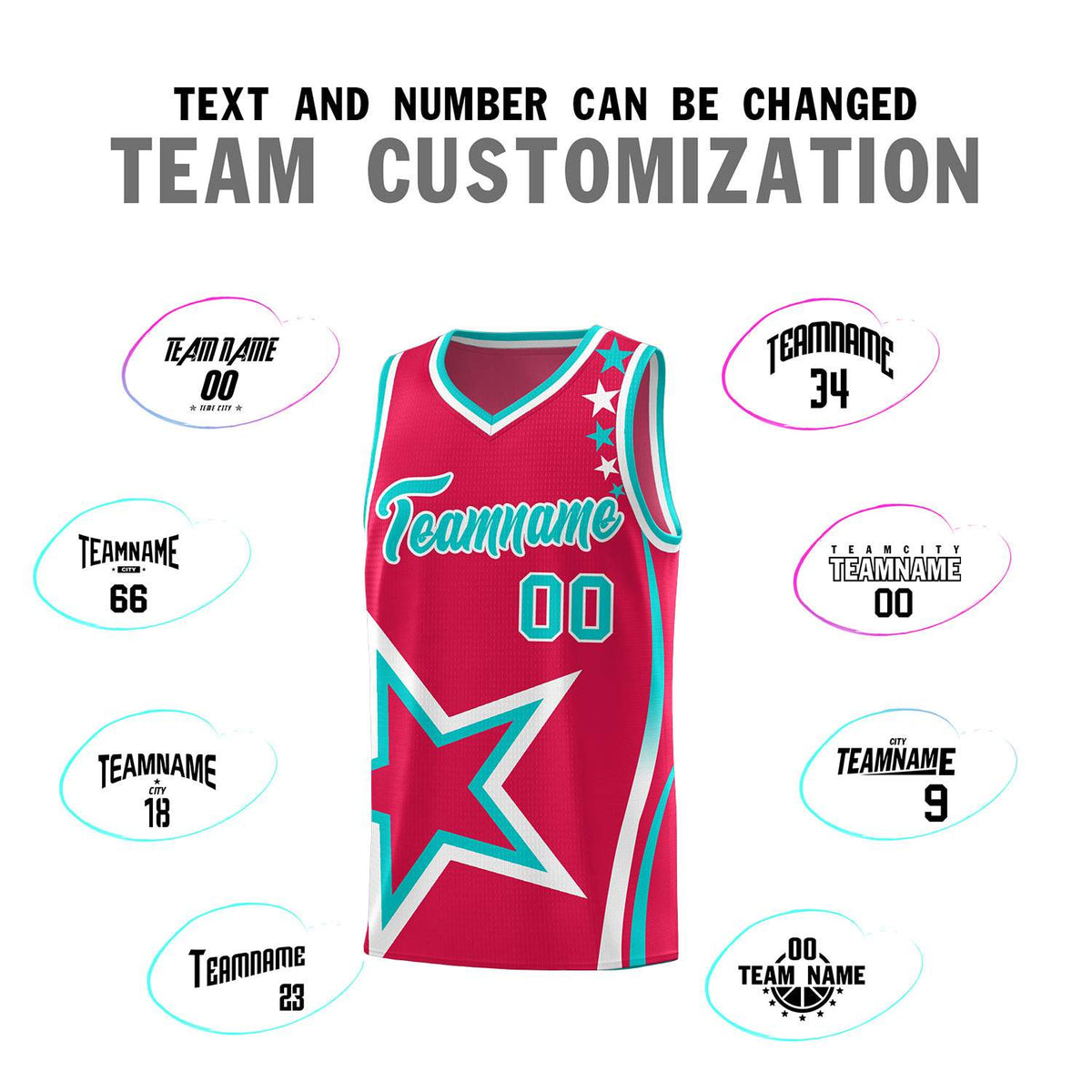Custom Red Shoulder Stars Graffiti Pattern Sets Basketball Jersey