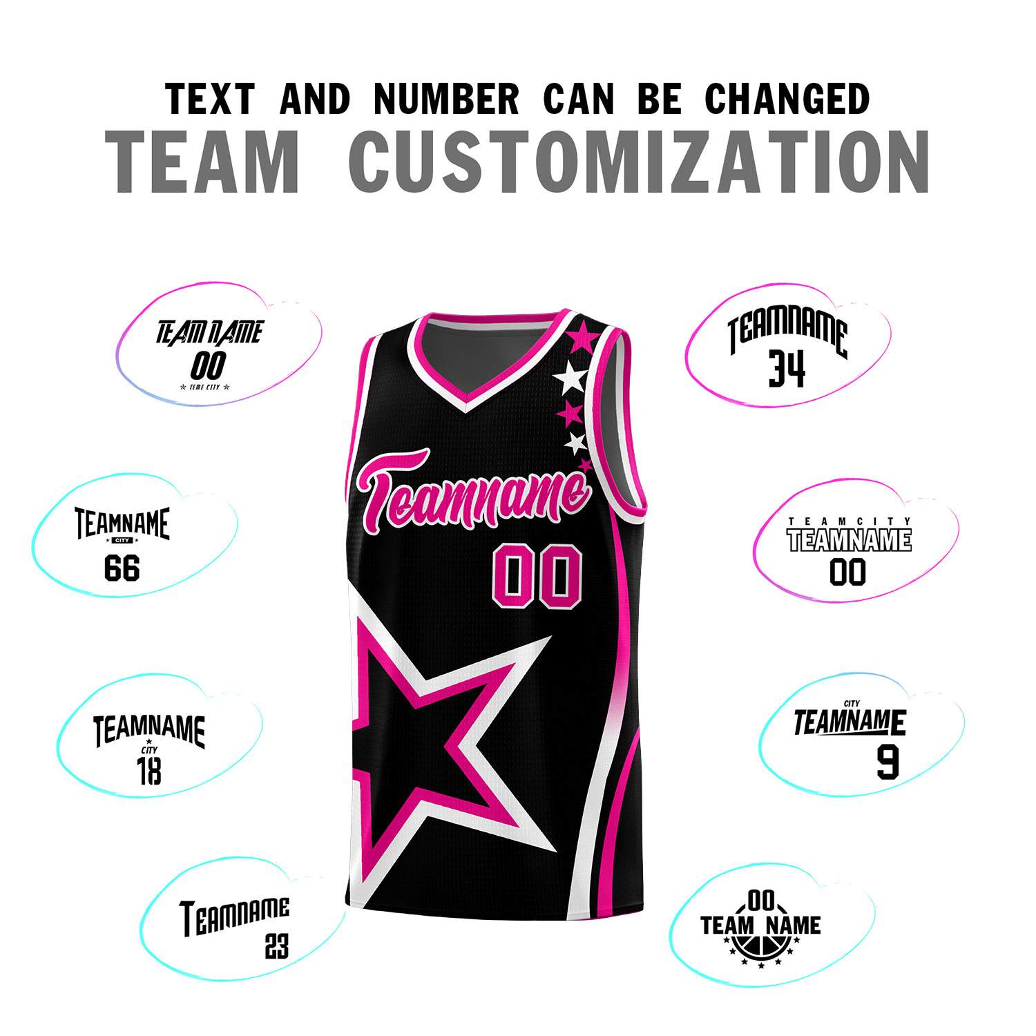 Custom Black Shoulder Stars Graffiti Pattern Sets Basketball Jersey