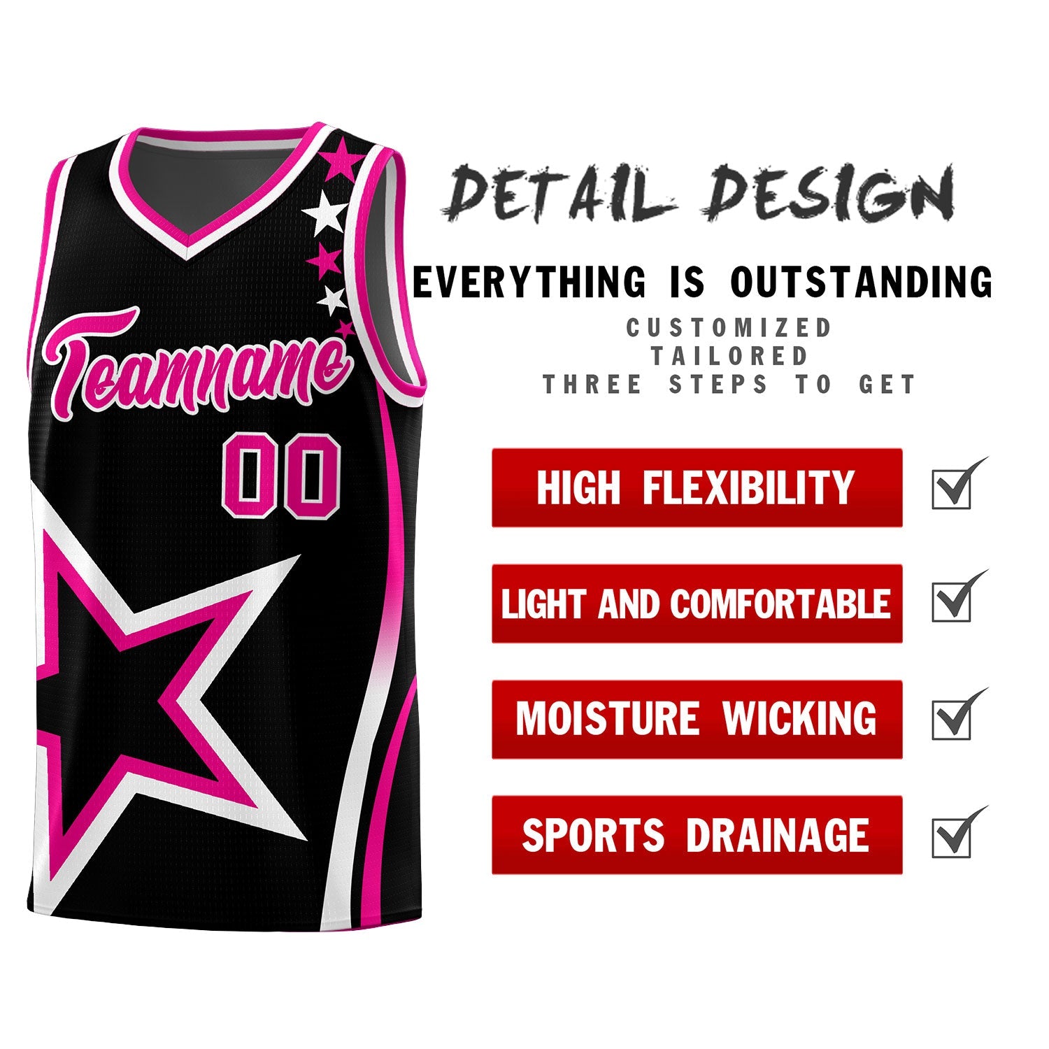 Custom Black Shoulder Stars Graffiti Pattern Sets Basketball Jersey
