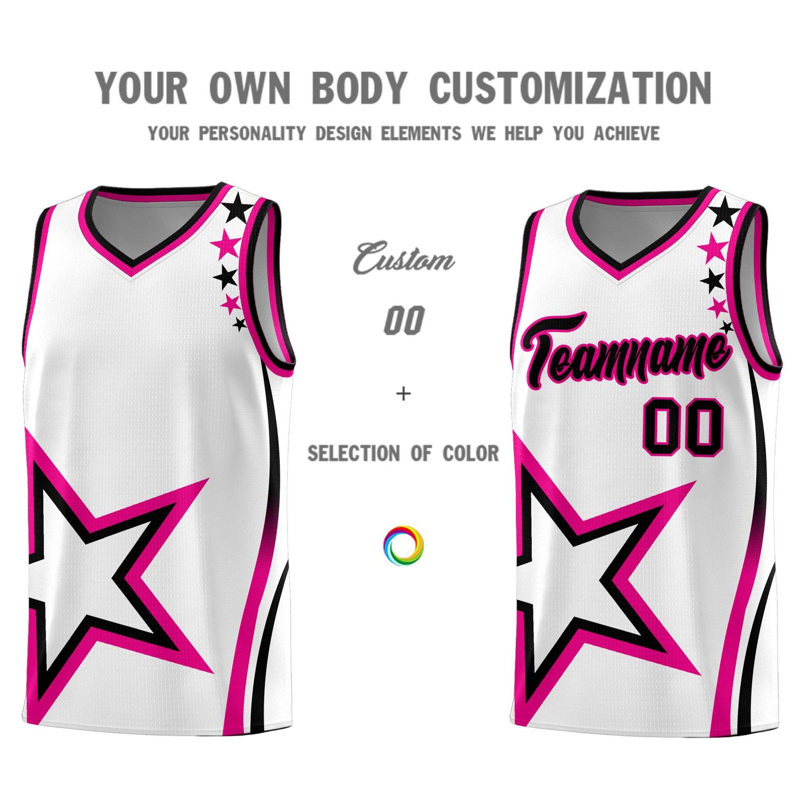 Custom White Shoulder Stars Graffiti Pattern Sets Basketball Jersey