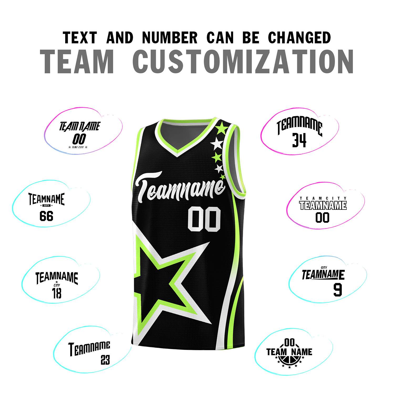 Custom Black Shoulder Stars Graffiti Pattern Sets Basketball Jersey