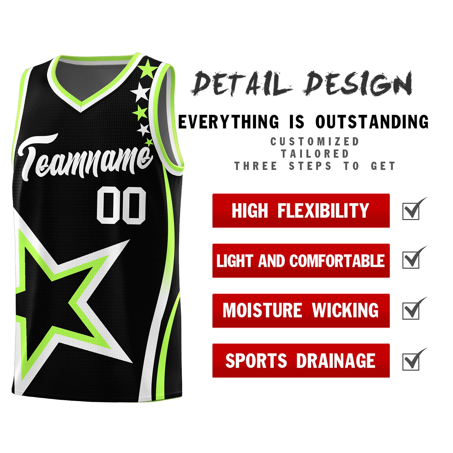 Custom Black Shoulder Stars Graffiti Pattern Sets Basketball Jersey