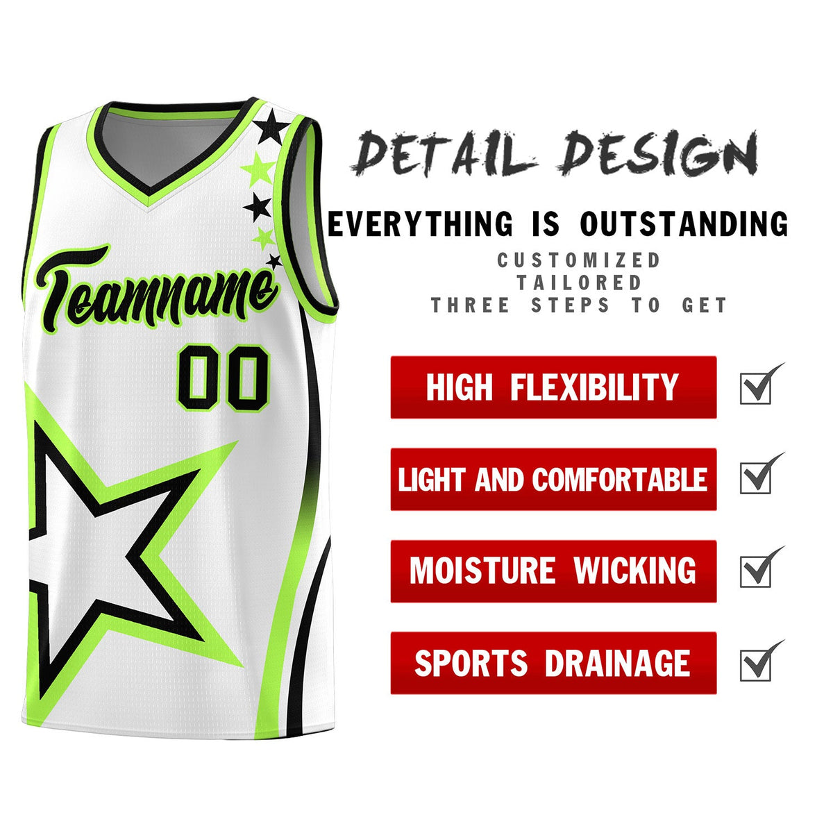 Custom White Shoulder Stars Graffiti Pattern Sets Basketball Jersey