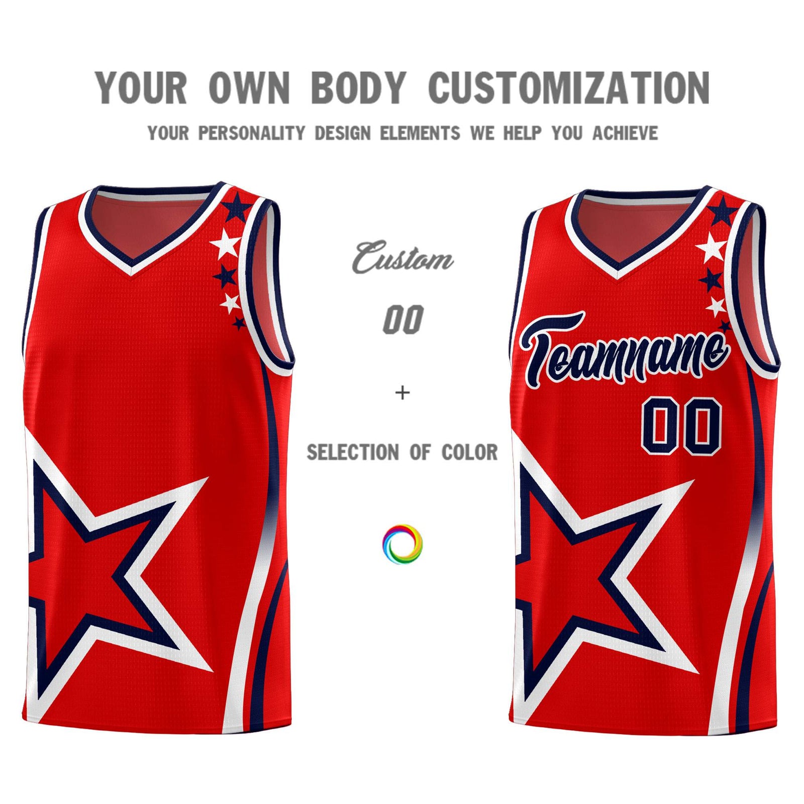 Custom Red Shoulder Stars Graffiti Pattern Sets Basketball Jersey
