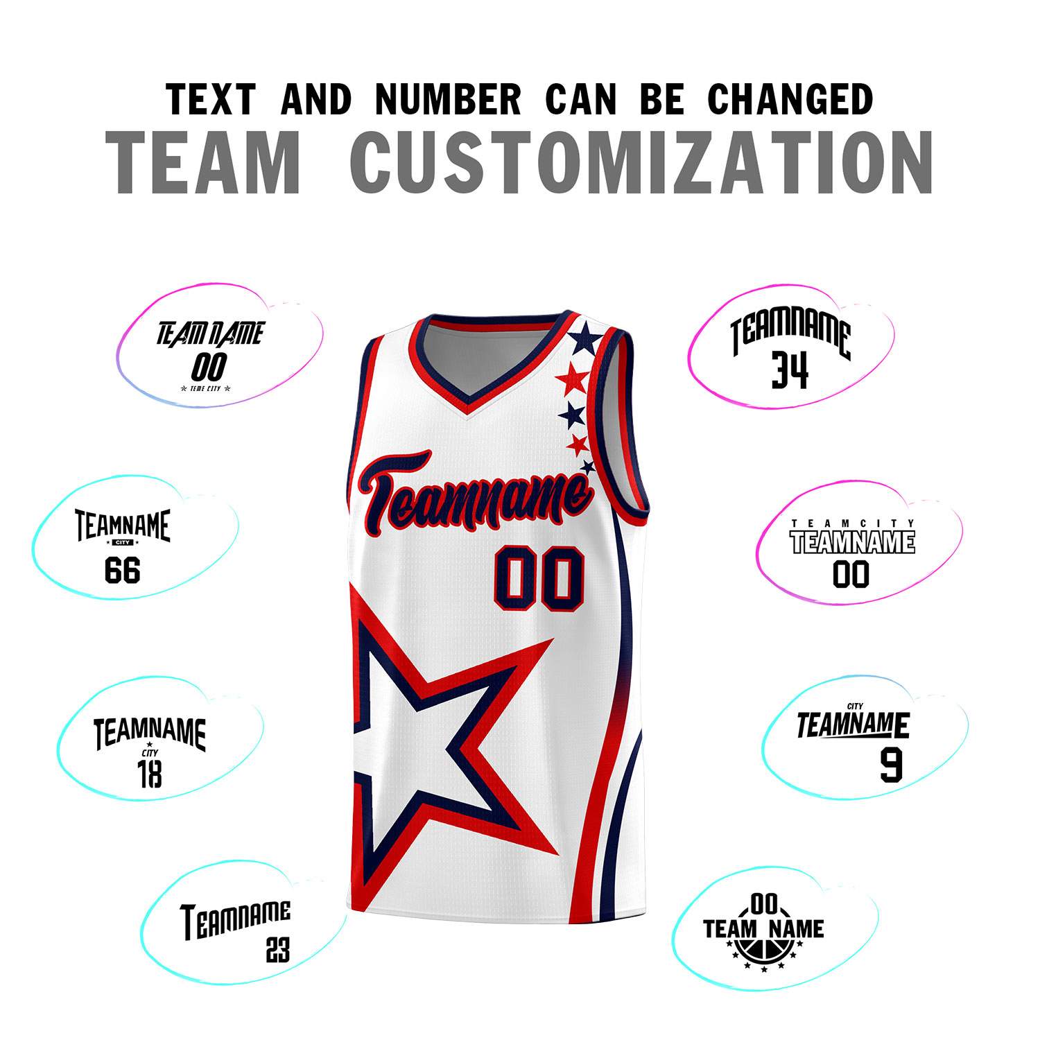 Custom White Shoulder Stars Graffiti Pattern Sets Basketball Jersey