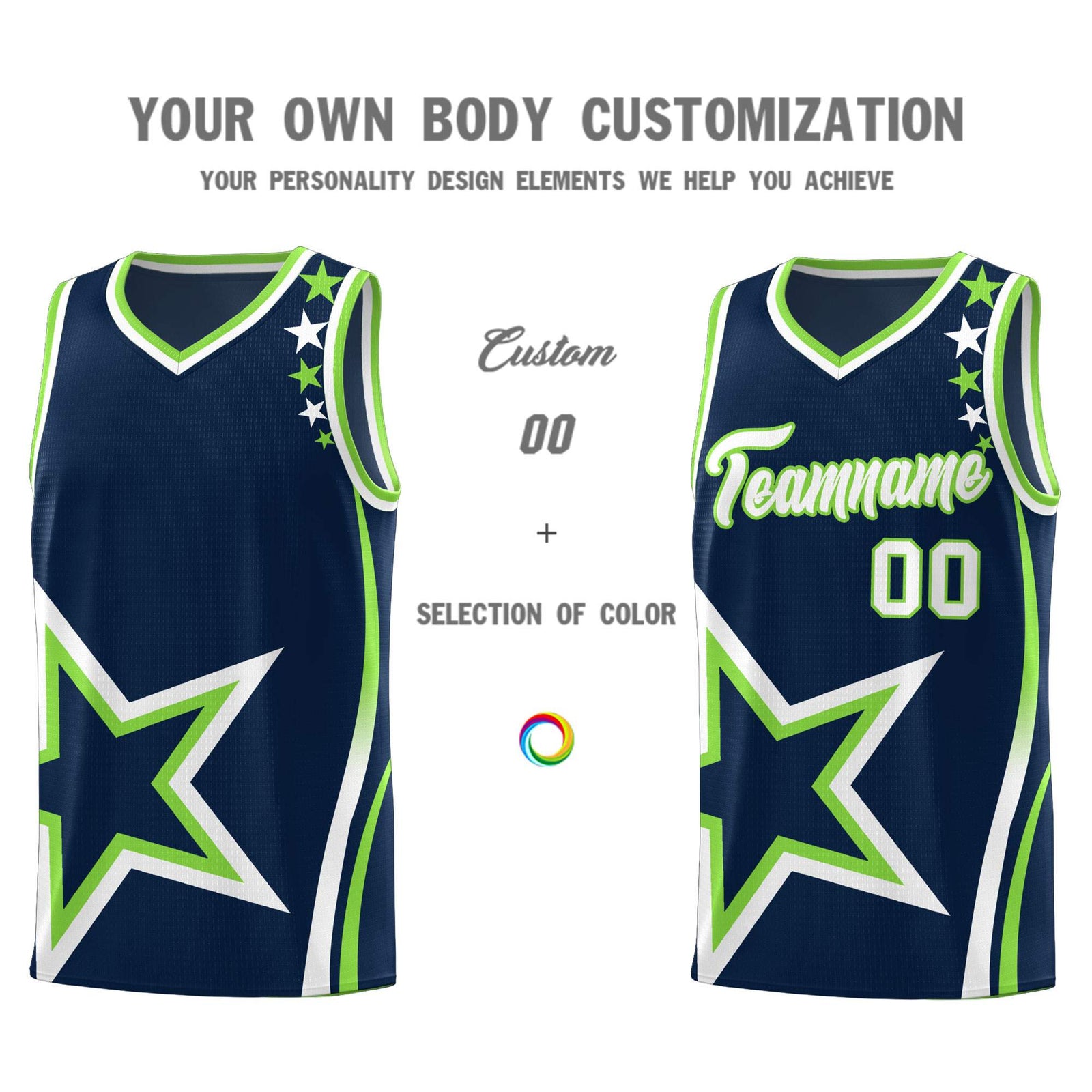Custom Navy Shoulder Stars Graffiti Pattern Sets Basketball Jersey