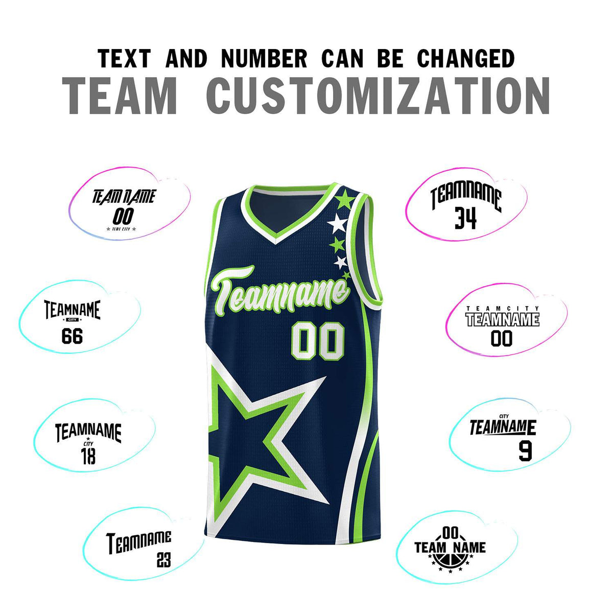 Custom Navy Shoulder Stars Graffiti Pattern Sets Basketball Jersey