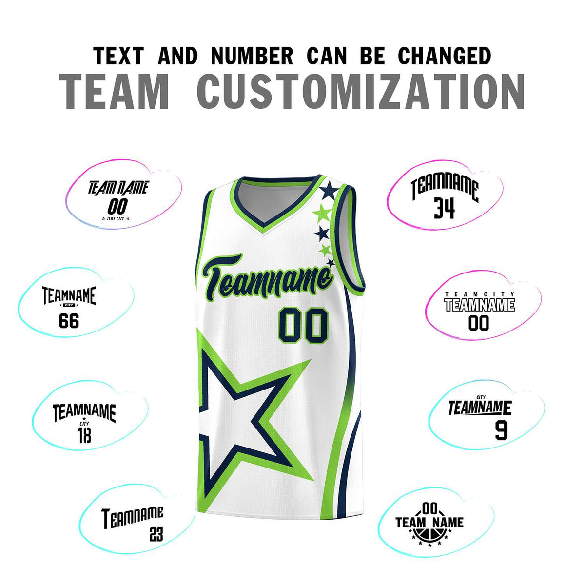 Custom White Shoulder Stars Graffiti Pattern Sets Basketball Jersey