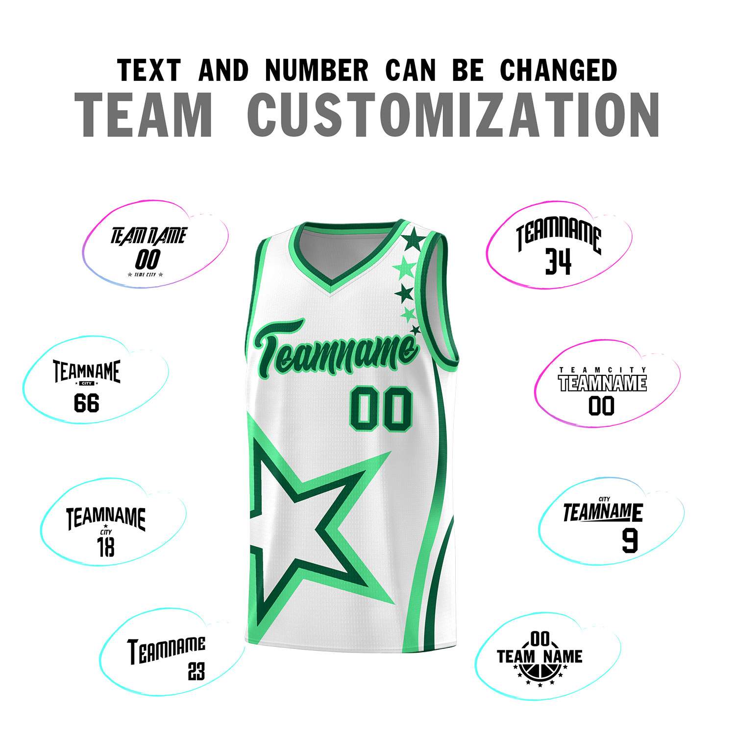 Custom White Shoulder Stars Graffiti Pattern Sets Basketball Jersey