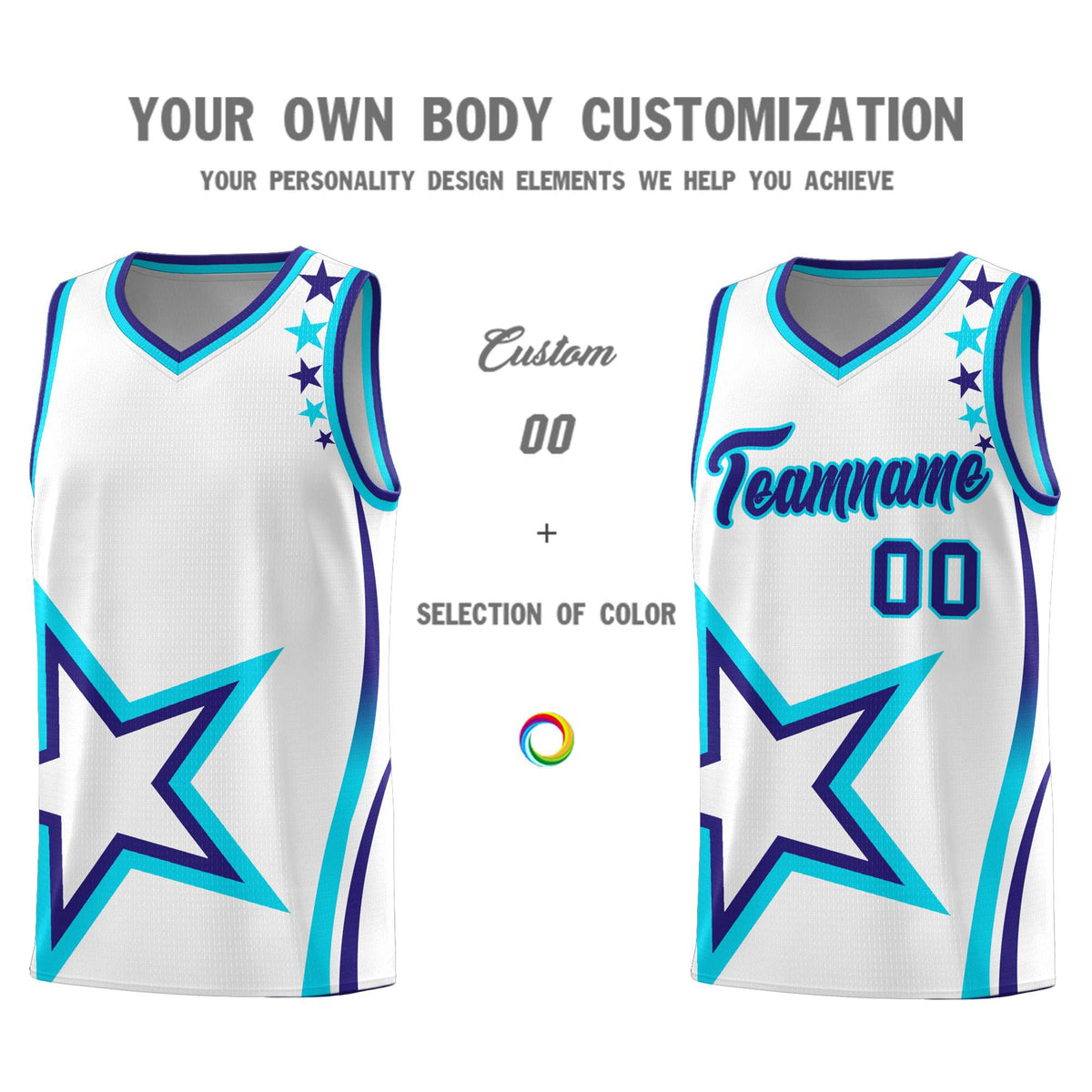 Custom White Shoulder Stars Graffiti Pattern Sets Basketball Jersey