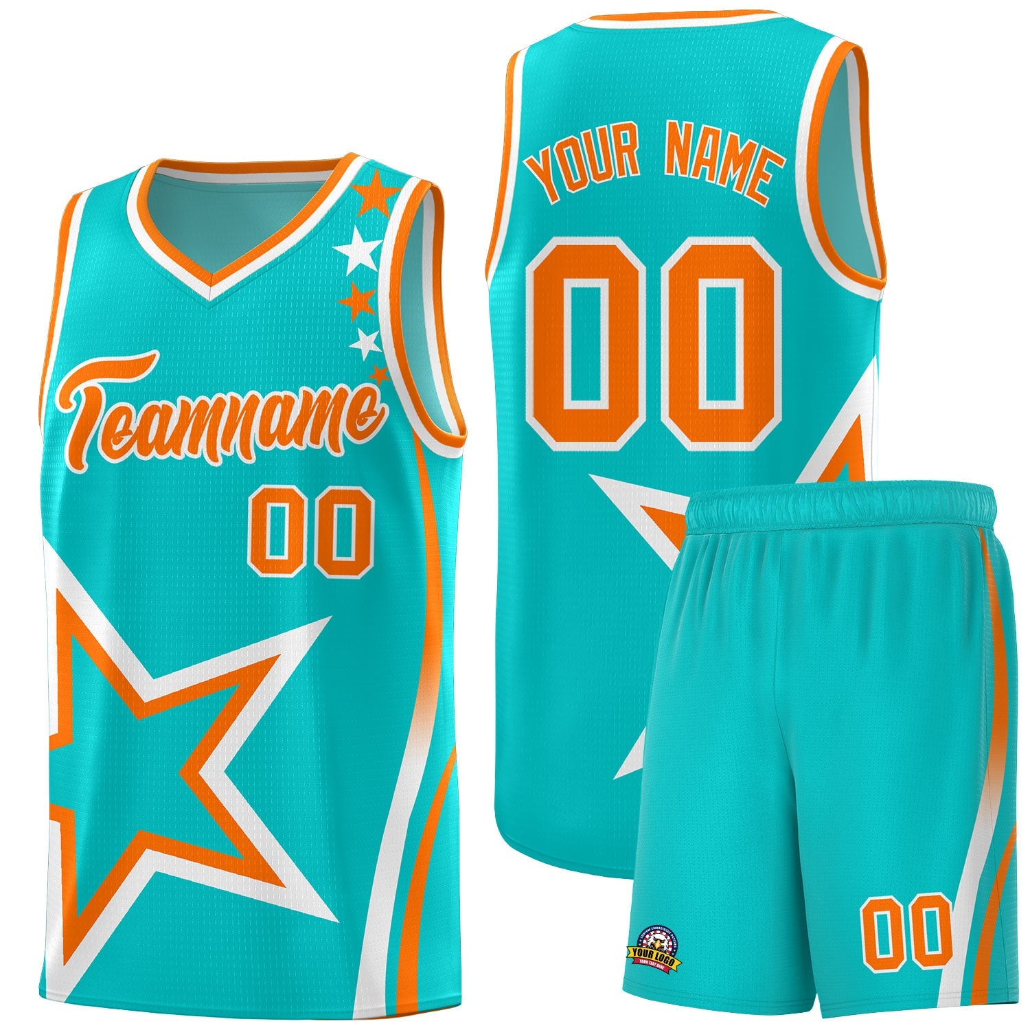 Custom Aqua Shoulder Stars Graffiti Pattern Sets Basketball Jersey