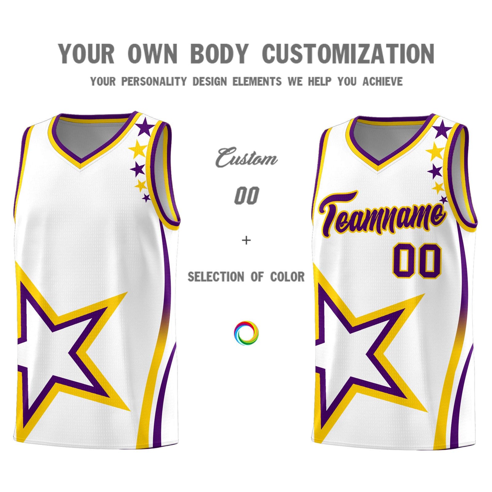 Custom White Shoulder Stars Graffiti Pattern Sets Basketball Jersey
