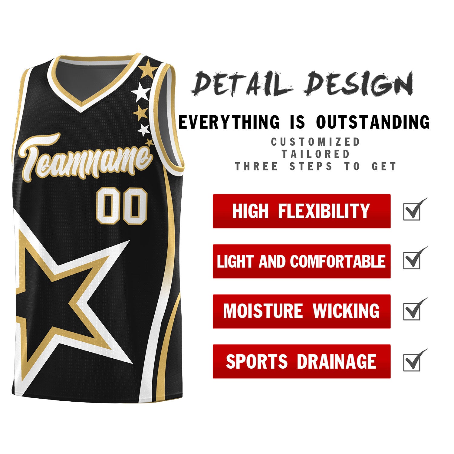 Custom Black Shoulder Stars Graffiti Pattern Sets Basketball Jersey
