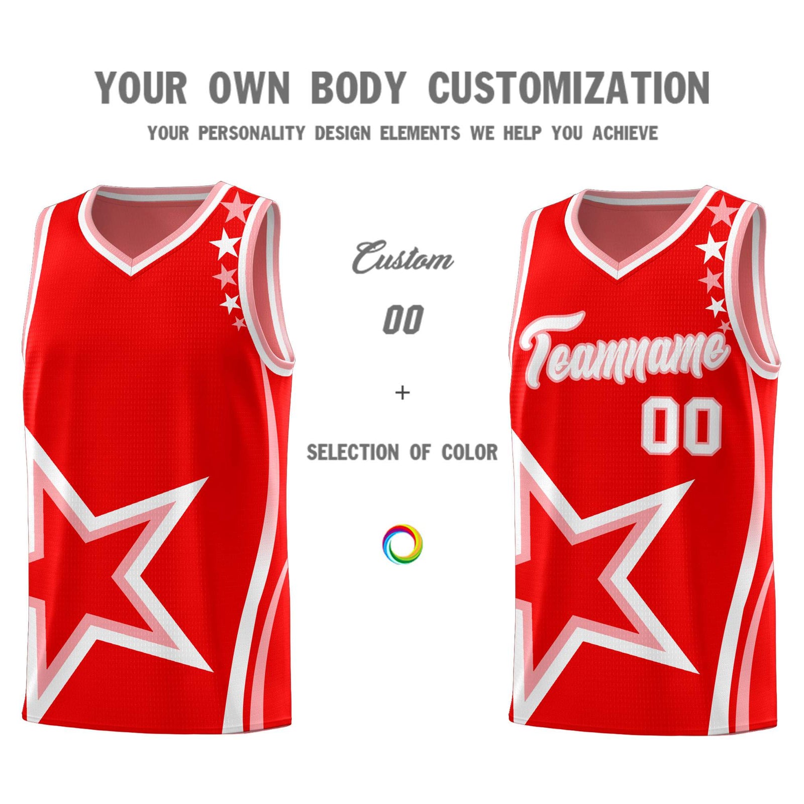 Custom Red Shoulder Stars Graffiti Pattern Sets Basketball Jersey