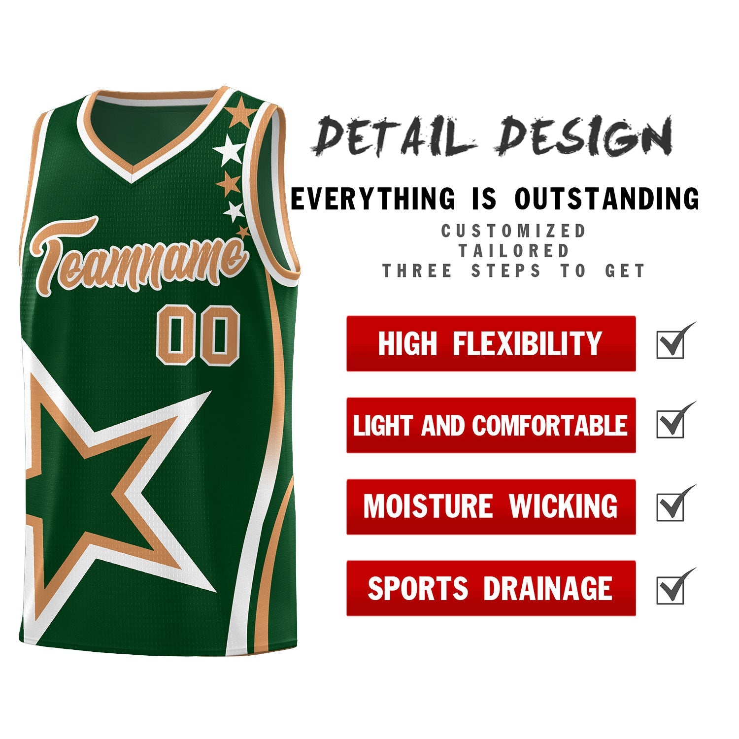Custom Green Shoulder Stars Graffiti Pattern Sets Basketball Jersey