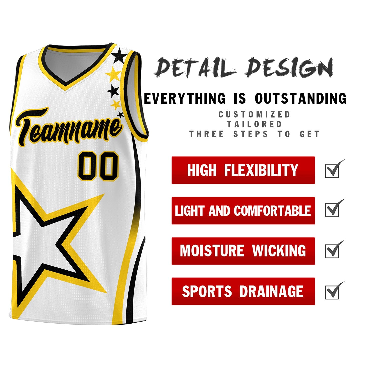 Custom White Shoulder Stars Graffiti Pattern Sets Basketball Jersey