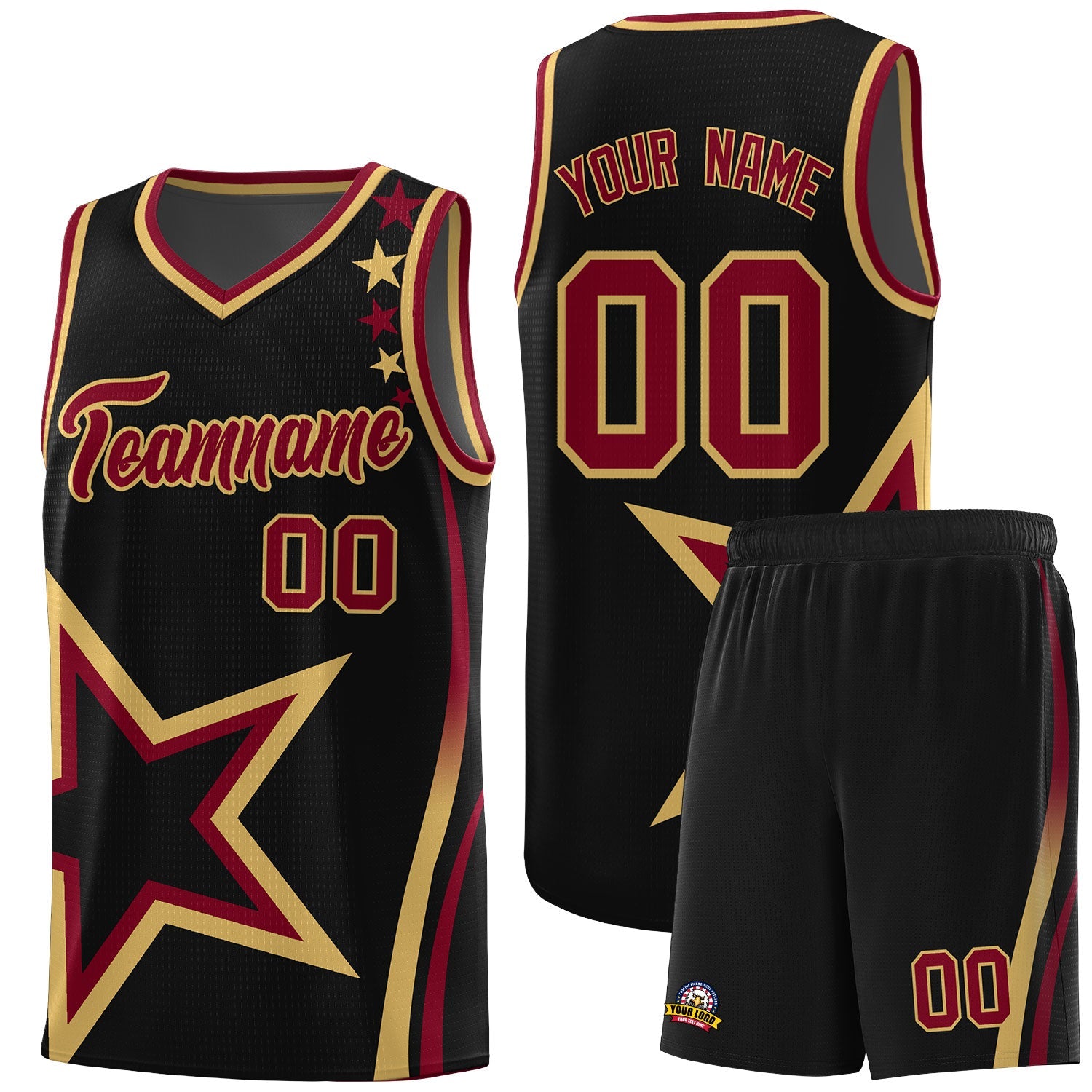 Custom Black Shoulder Stars Graffiti Pattern Sets Basketball Jersey