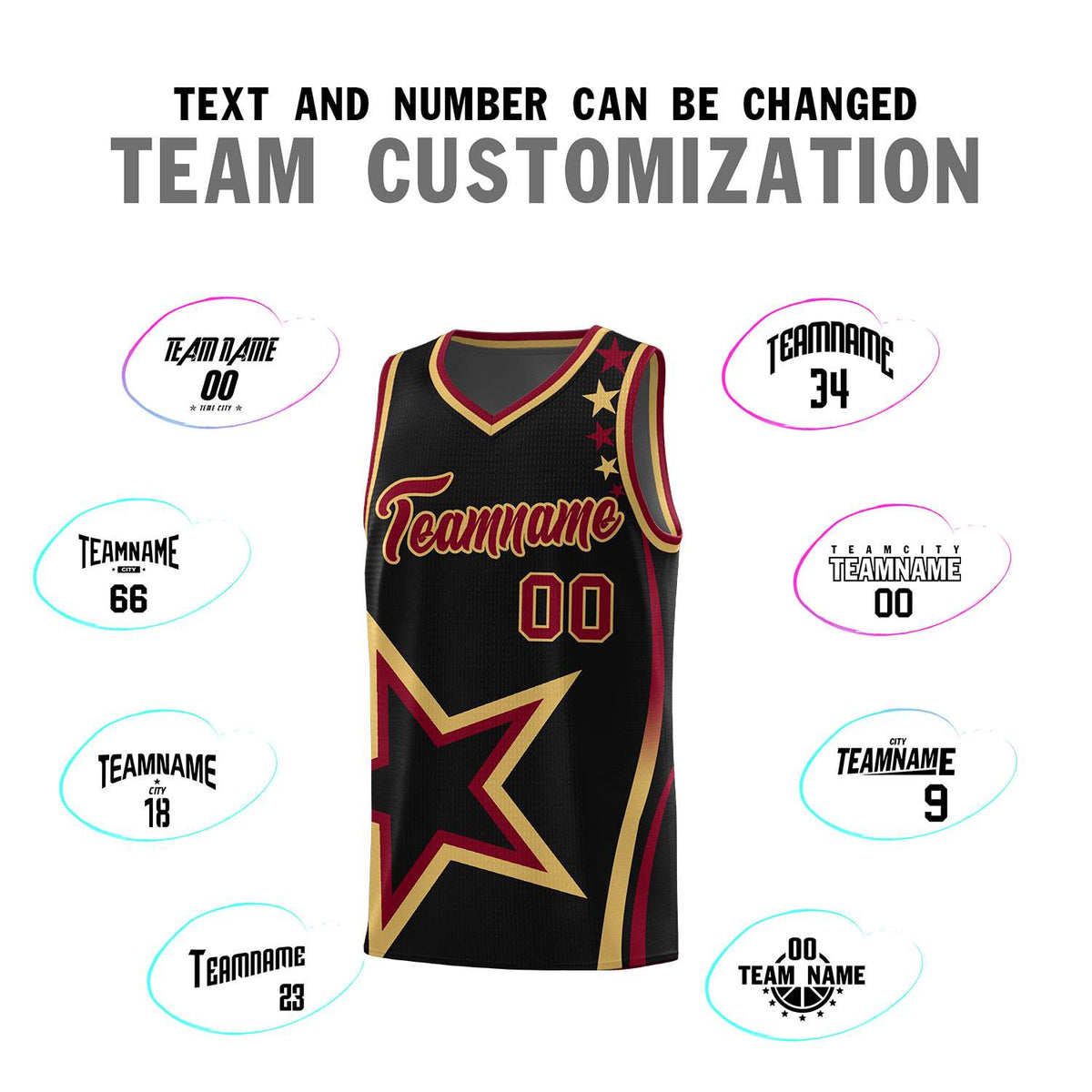 Custom Black Shoulder Stars Graffiti Pattern Sets Basketball Jersey
